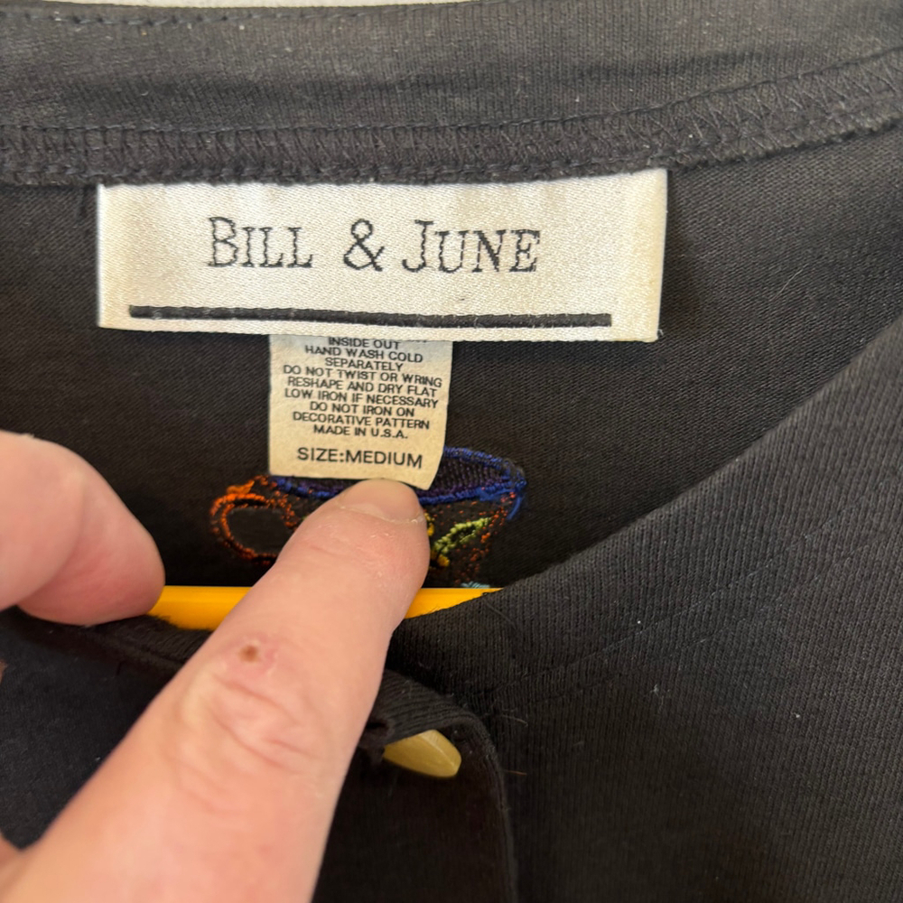Bill & June Vintage Tea Cup Black Top, SZ M - Picture 8 of 9